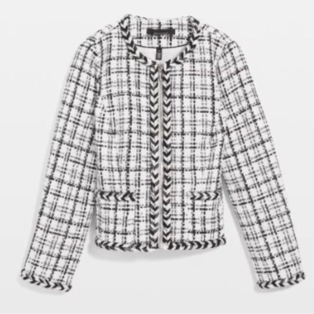 White House Black Market Plaid Tweed Blazer